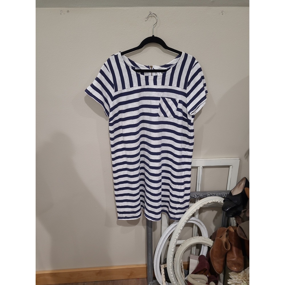 Old Navy Women's XXL knit shift dress Navy White pockets coastal nautical beachy
